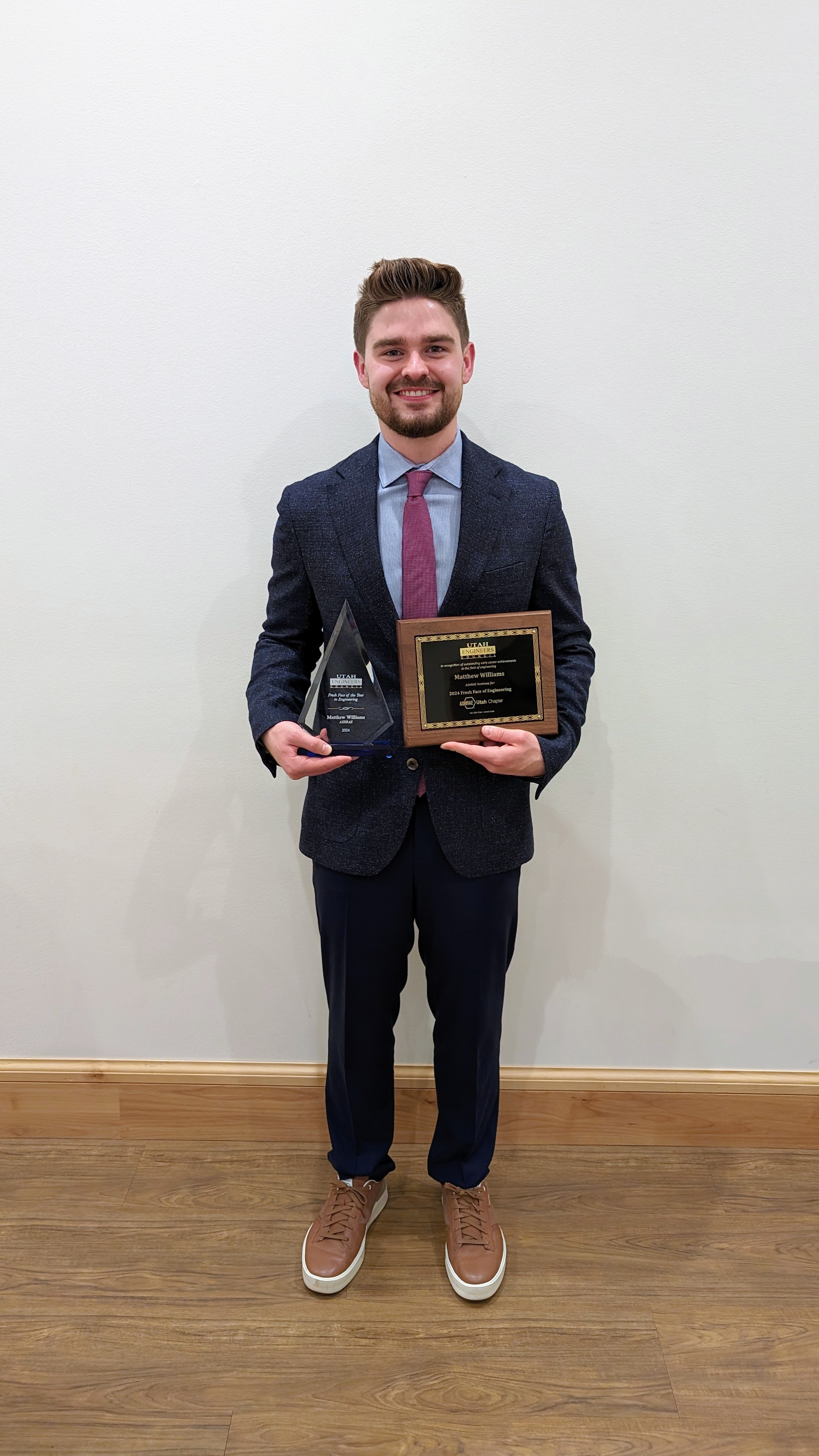 RT Williams receiving Utah's Fresh Face of the Year in Engineering award, 2024